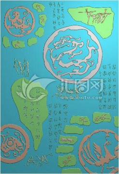 仿古四神獸玄關(guān)背景墻浮雕圖精雕