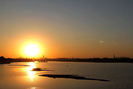 大河夕阳 城市落日