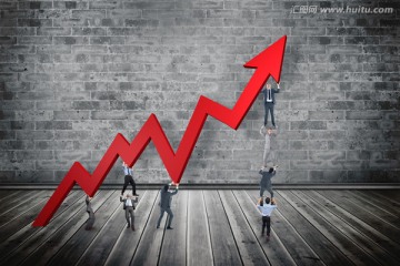 企業(yè)團(tuán)隊(duì)舉起箭頭的復(fù)合形象
