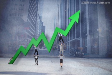 企業(yè)團(tuán)隊(duì)舉起箭頭的復(fù)合形象
