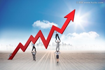 企業(yè)團(tuán)隊(duì)舉起箭頭的復(fù)合形象