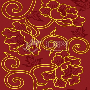 渡金牡丹花磚
