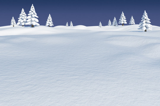 雪景觀和冷杉樹