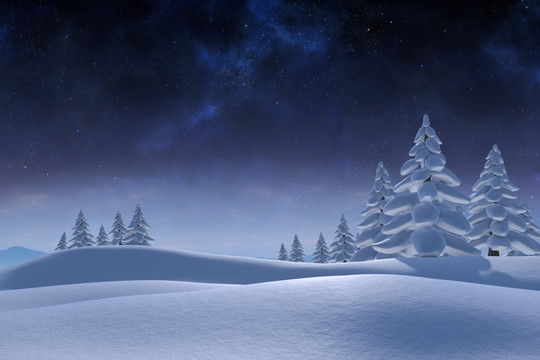 夜晚的雪景