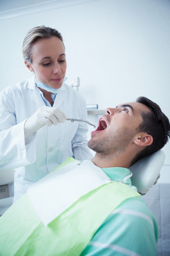 牙医为病人做检查
