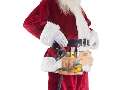 带着工具的圣诞老人