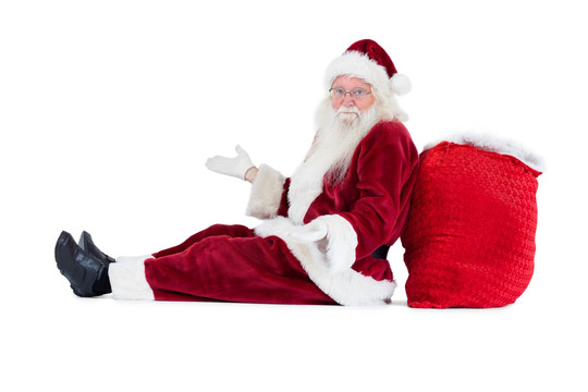 坐在地上的圣诞老人