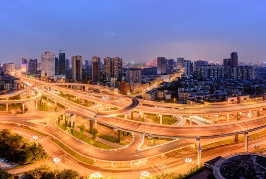 成都营门口立交桥夜景全景图