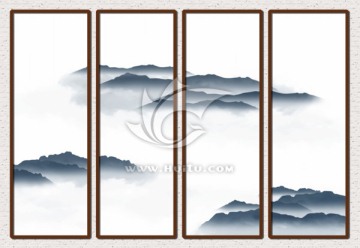 四聯(lián)水墨裝飾畫(huà)