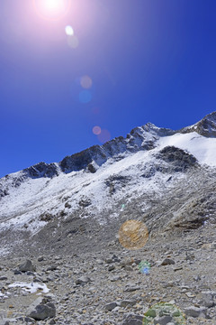 逆光 达古冰川 达古雪山