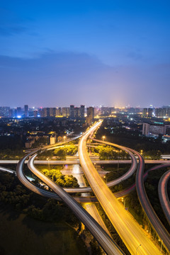 俯瞰成都三环路航天立交桥夜景