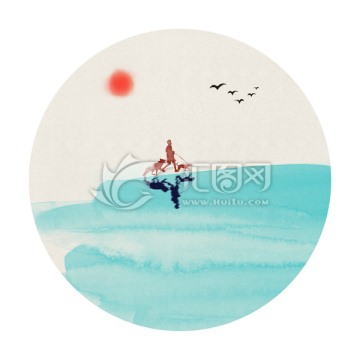 水彩海灘