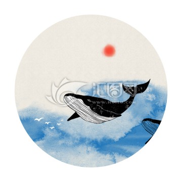 水墨鯨魚