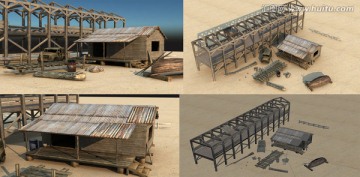3D 模型 伐木营地小屋 烂木