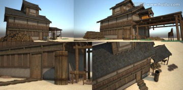3D模型古建民房馬棚柴堆