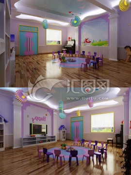 幼儿园紫色主题教室