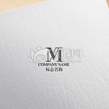 字母M V logo设计