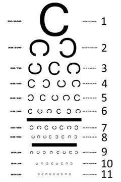 具有多条线的视力测试图