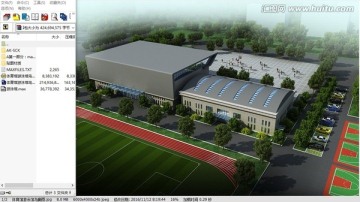 體育館游泳館鳥瞰設計圖3d模型