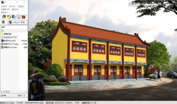 古建辦公樓外觀效果圖3d模型