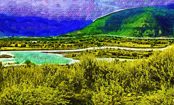 抽象畫 山水 樹林