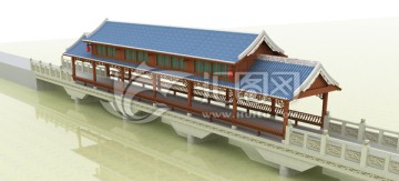 传统建筑廊桥模型设计