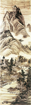 鄒拮 云巒水村圖
