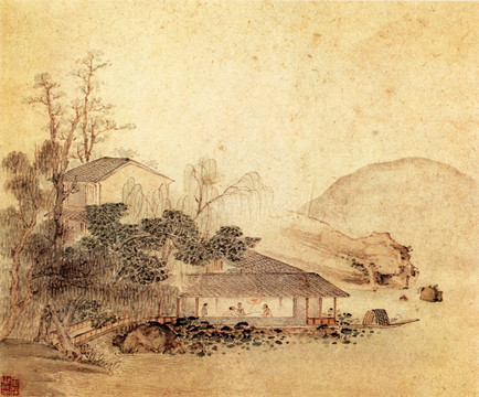 葉欣 荷塘水榭圖