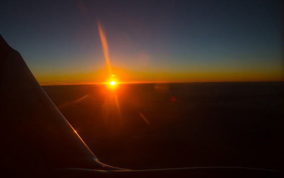 飞机上看落日