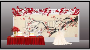 新中式婚礼迎宾区效果图