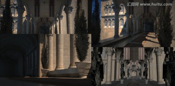 3DSMAX中歐建筑走廊