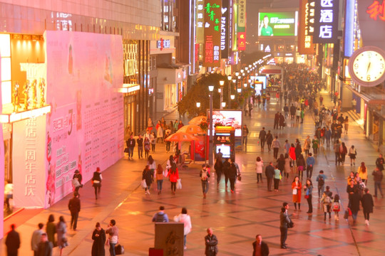 成都春熙路步行街 夜景俯拍