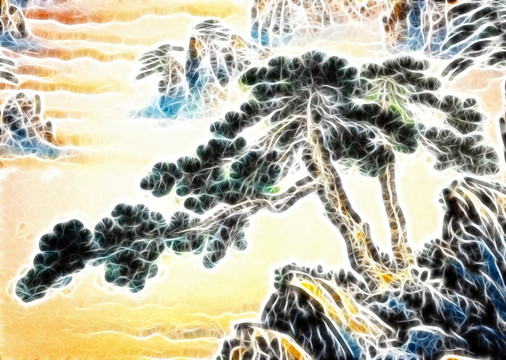抽象畫(huà) 迎客松 合層