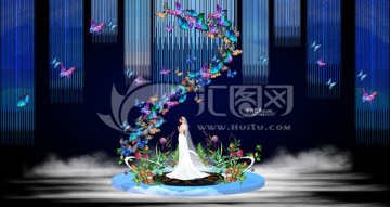 藍(lán)色蝴蝶婚禮舞臺