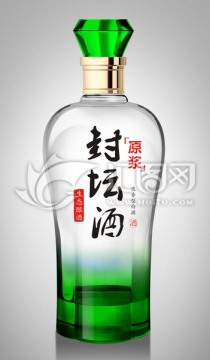 绿色渐变酒瓶