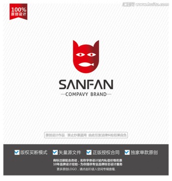 猫吃鱼logo 猫标志