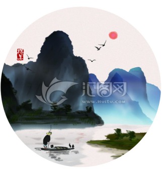 手繪山水國畫