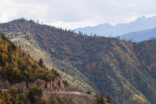 红拉山秋色 盘山公路