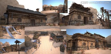 3D模型古典建筑古村沙漠戈壁寨