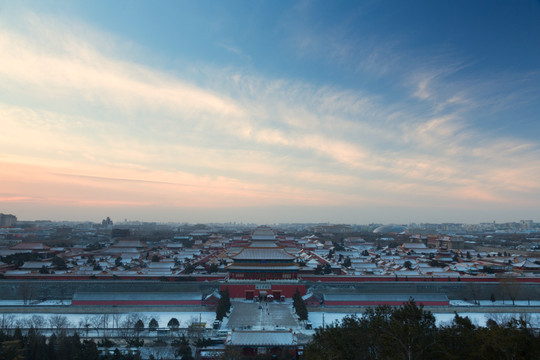 故宫雪景全景图