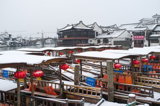 古镇 雪景