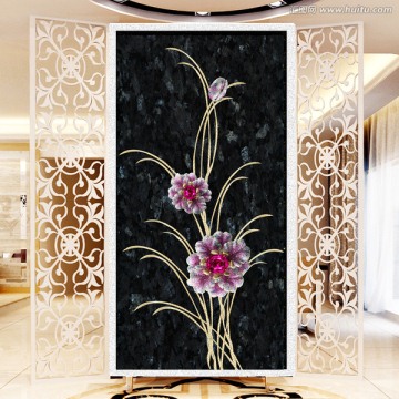 蘭花珠寶3D立體玄關(guān)背景墻