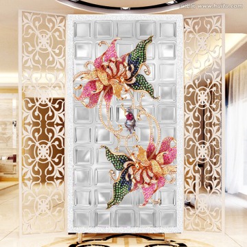 珠寶花朵3D立體玄關(guān)背景墻