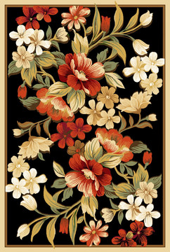 现代花卉地毯图案