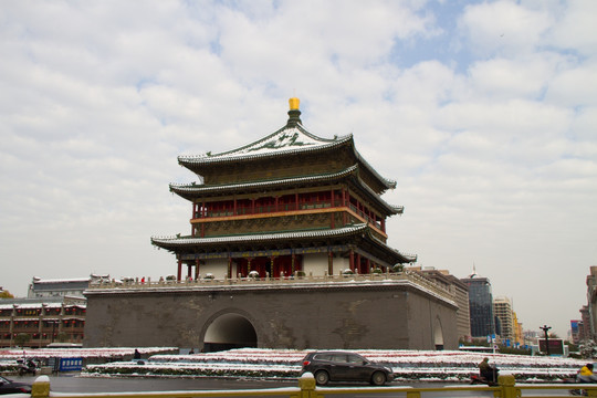 西安钟楼雪景