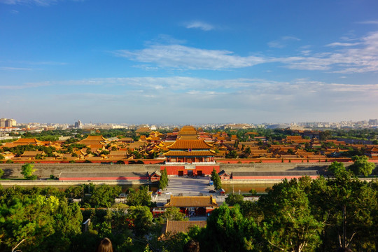 景山俯瞰北京故宫古建筑群