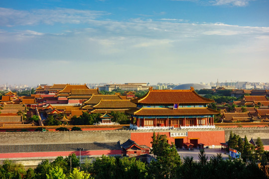 景山俯瞰北京故宫古建筑群