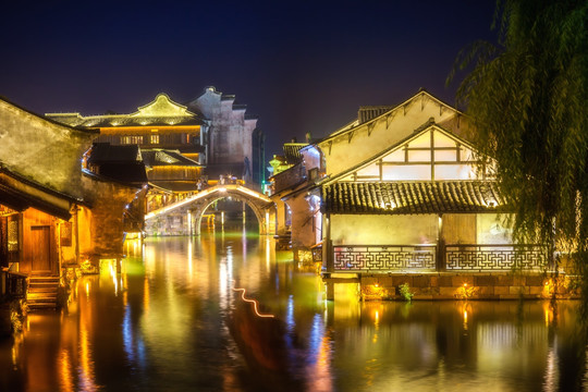 乌镇西栅水乡夜景