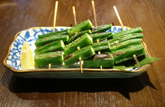 烤串秋葵 日式菜