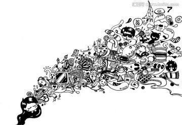 黑白插畫幻